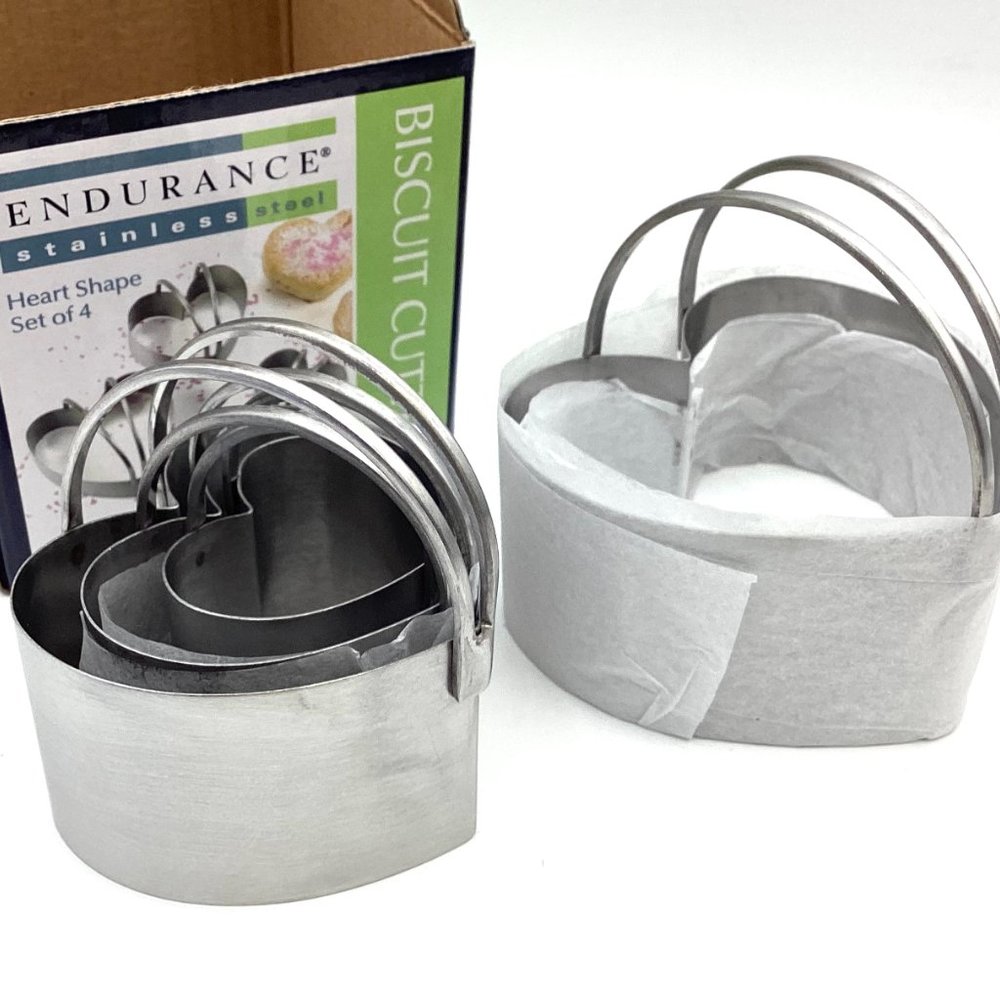 RSVP Stainless Steel Heart Cookie Cutters with Loop Handles - Silver